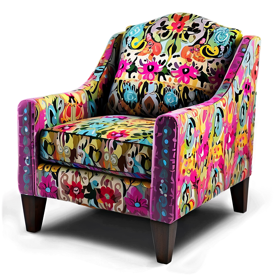 Vibrant Fabric Armchair Png 06262024 PNG image