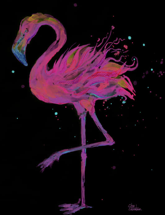 Vibrant Flamingo Watercolor Art PNG image