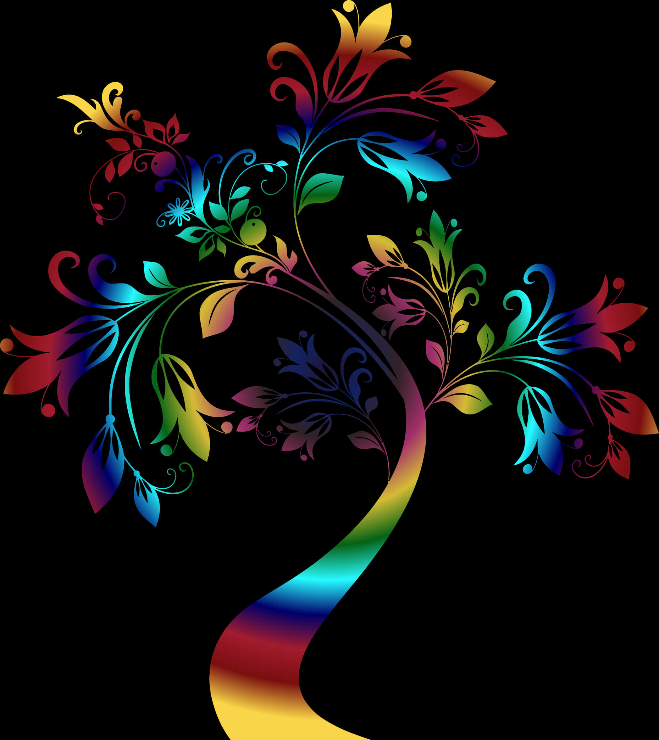 Vibrant Floral Abstract Art PNG image