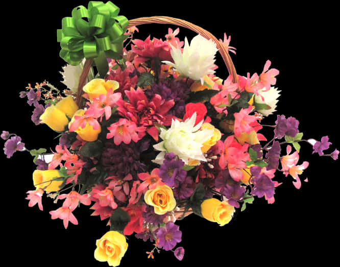 Vibrant Floral Arrangement Basket PNG image