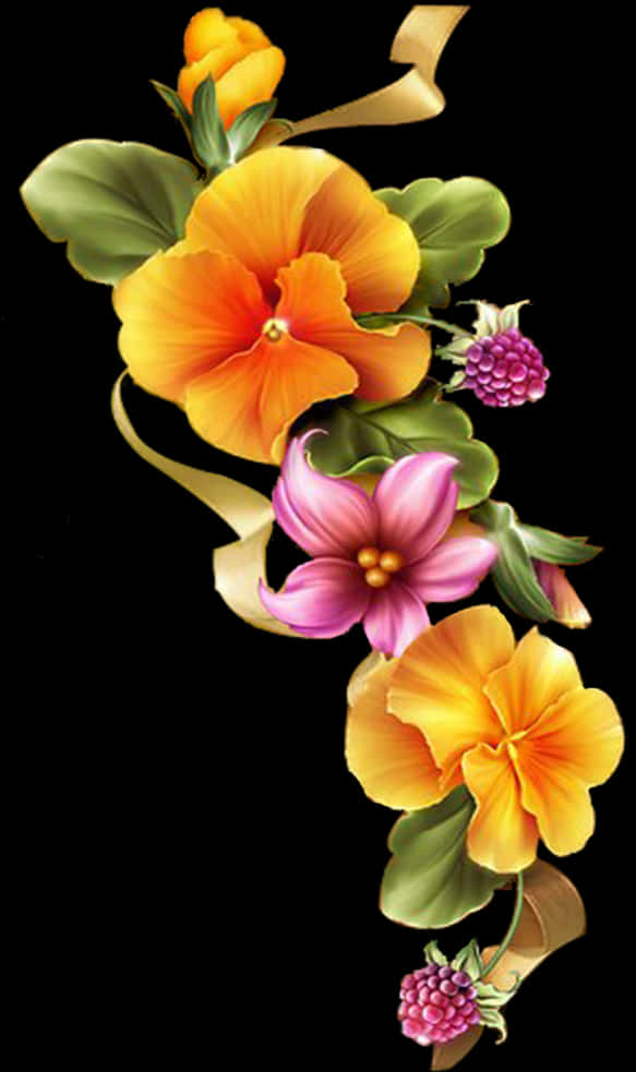 Vibrant_ Floral_ Artwork PNG image