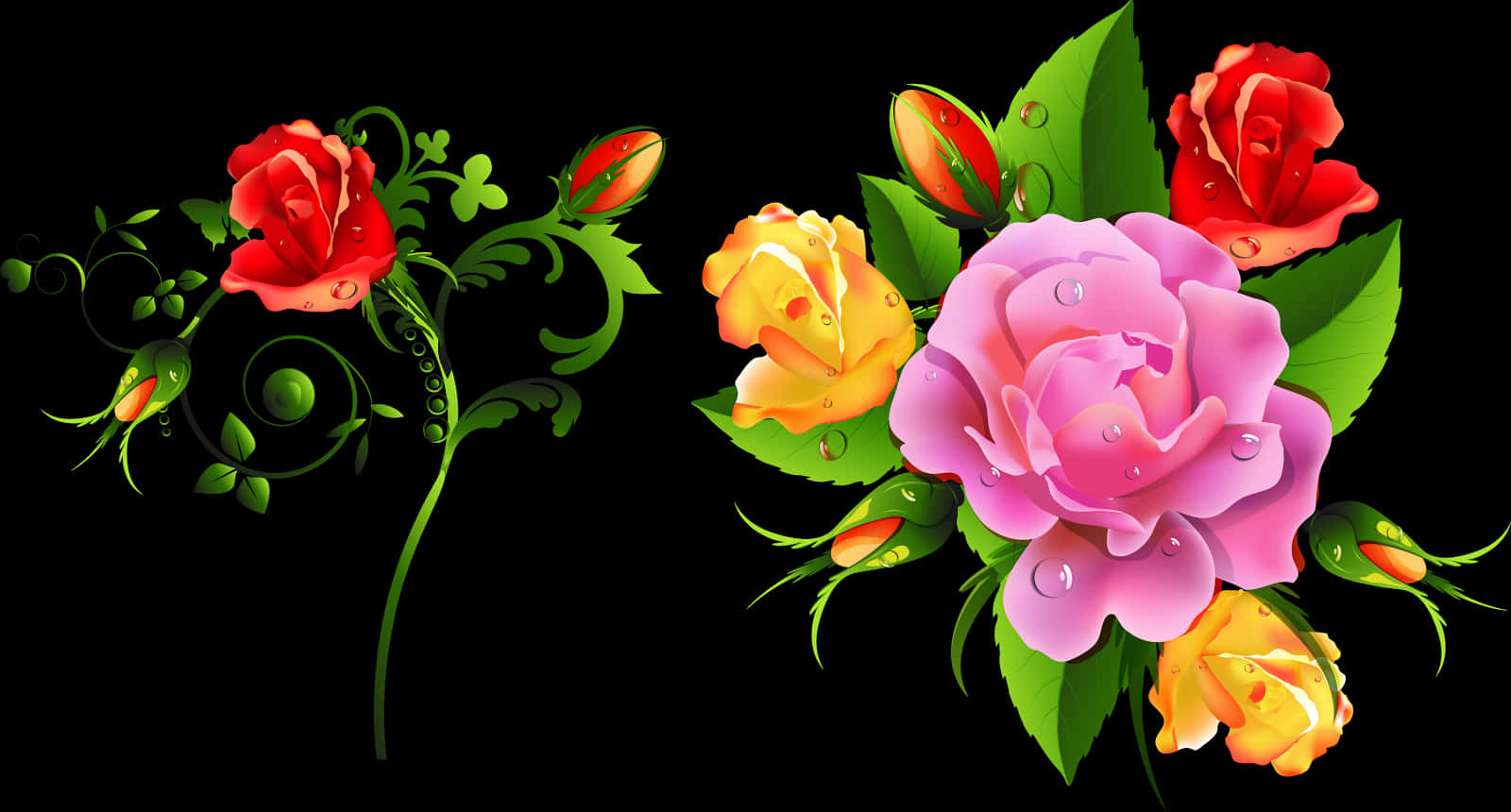 Vibrant Floral Artwork PNG image