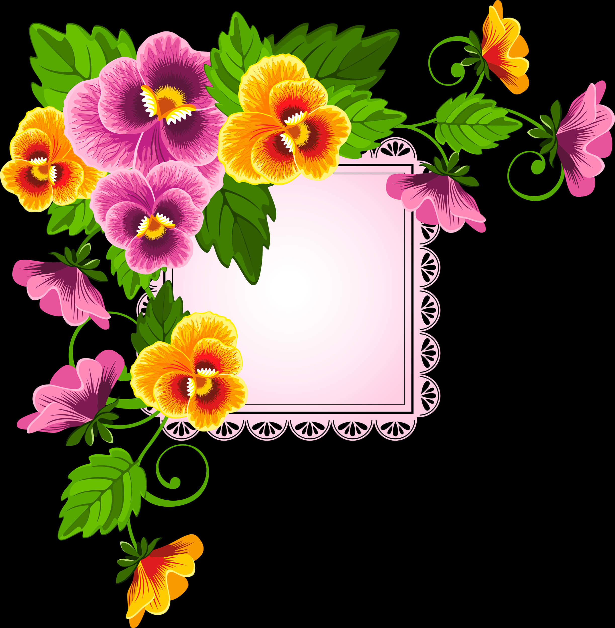 Vibrant_ Floral_ Border_ Design PNG image