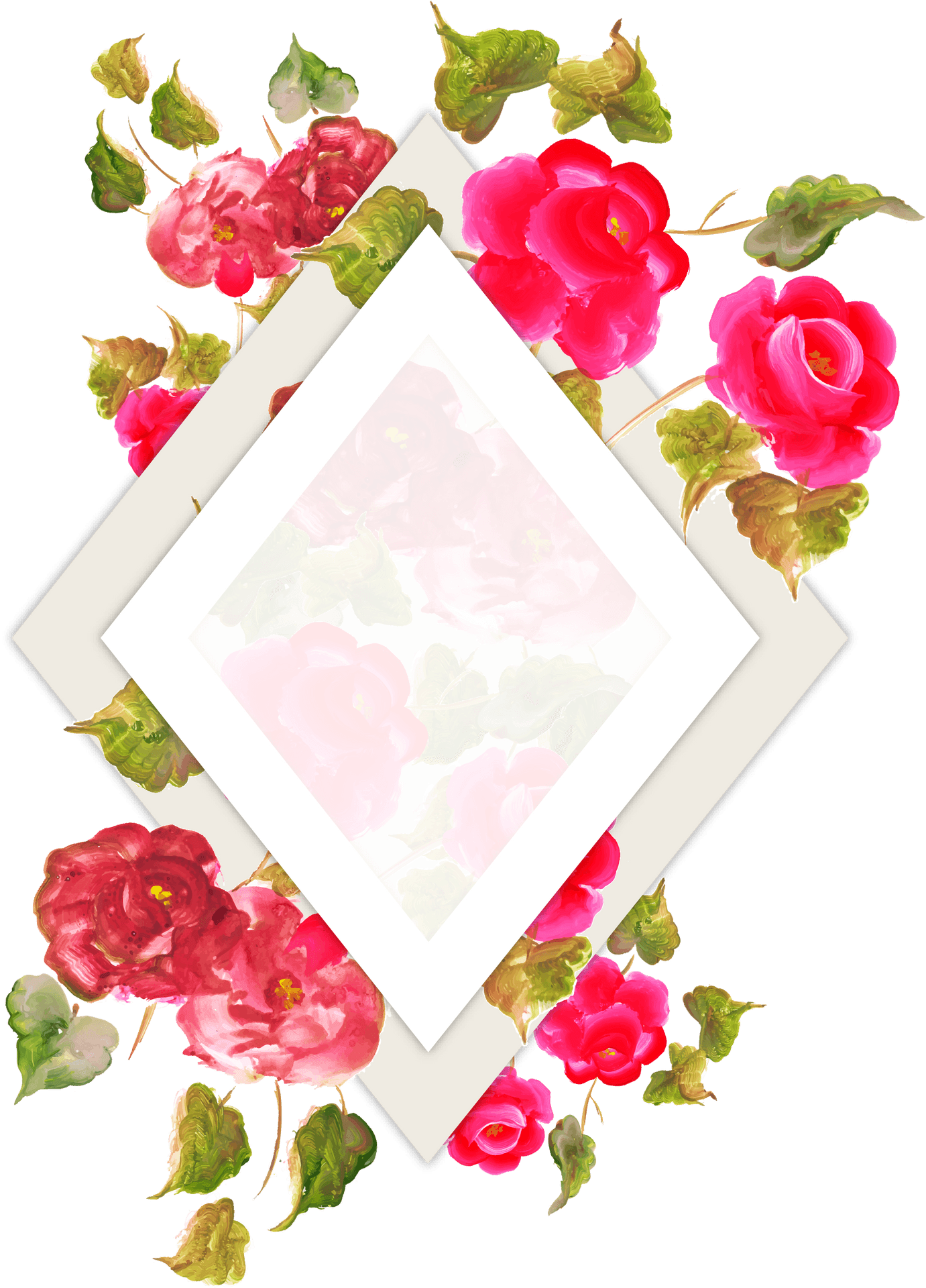 Vibrant Floral Frame Design PNG image