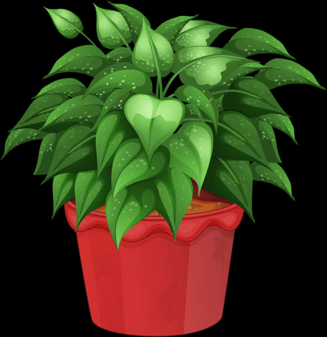 Vibrant Green Plantin Red Pot PNG image
