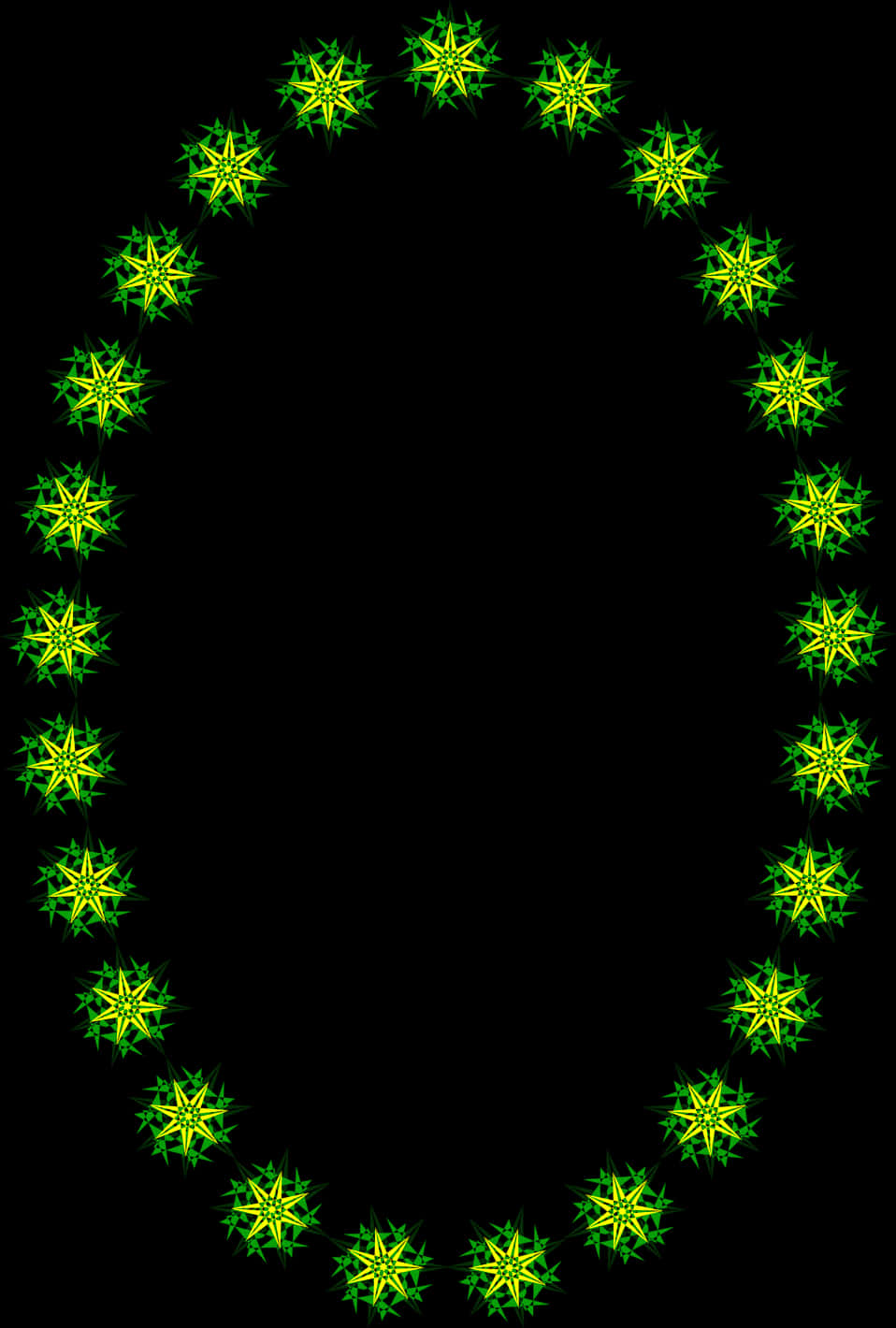 Vibrant Green Star Circle Border PNG image