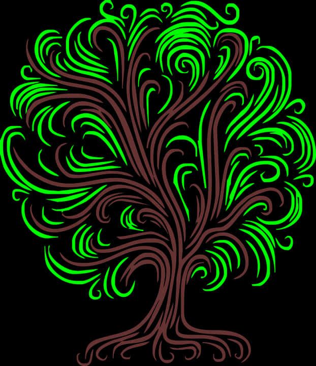 Vibrant Green Swirl Tree Art PNG image