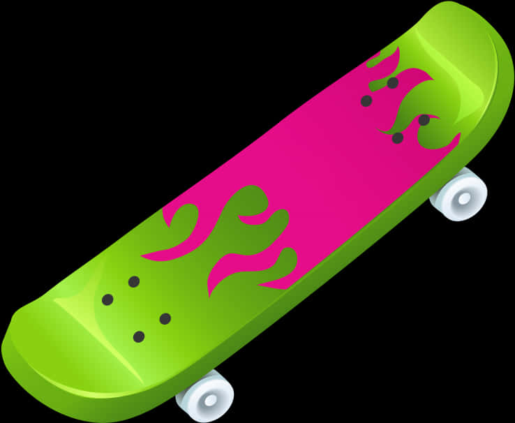 Vibrant Greenand Pink Skateboard PNG image