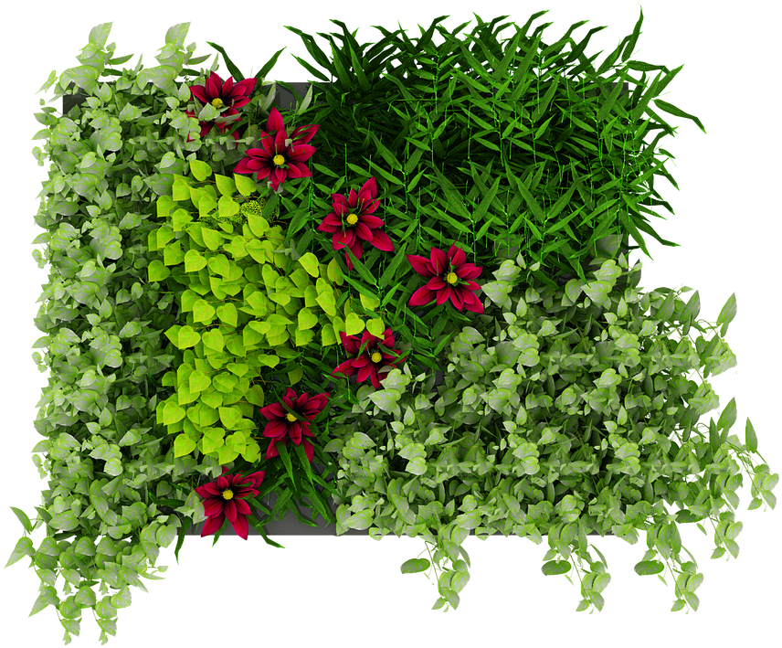 Vibrant Greeneryand Flowers Texture PNG image