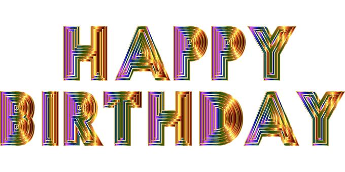 Vibrant Happy Birthday Text PNG image