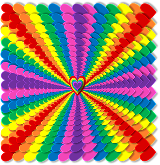 Vibrant Heart Rainbow Spiral PNG image