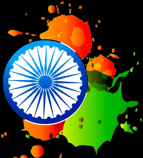 Vibrant_ Holi_ Celebration_ Background_with_ Ashoka_ Chakra PNG image