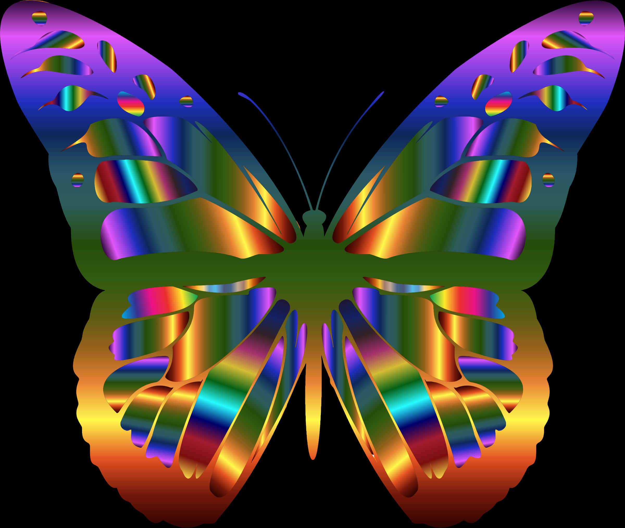 Vibrant_ Holographic_ Butterfly_ Art PNG image