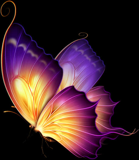 Vibrant Illuminated Butterfly PNG image