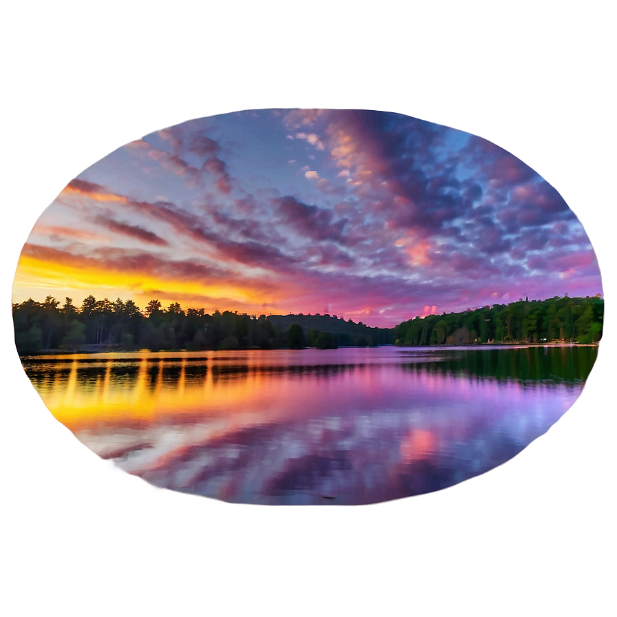 Vibrant Lake Sunset Png 06282024 PNG image