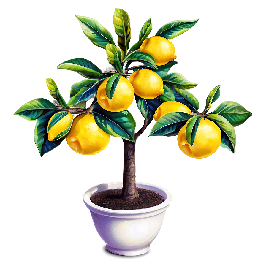 Vibrant Lemon Tree Art Png Vet PNG image