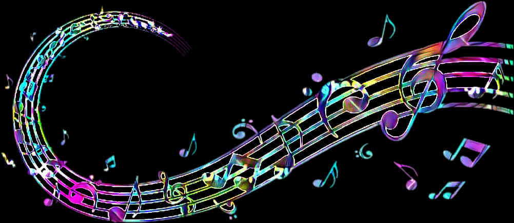 Vibrant Musical Notes Wave PNG image