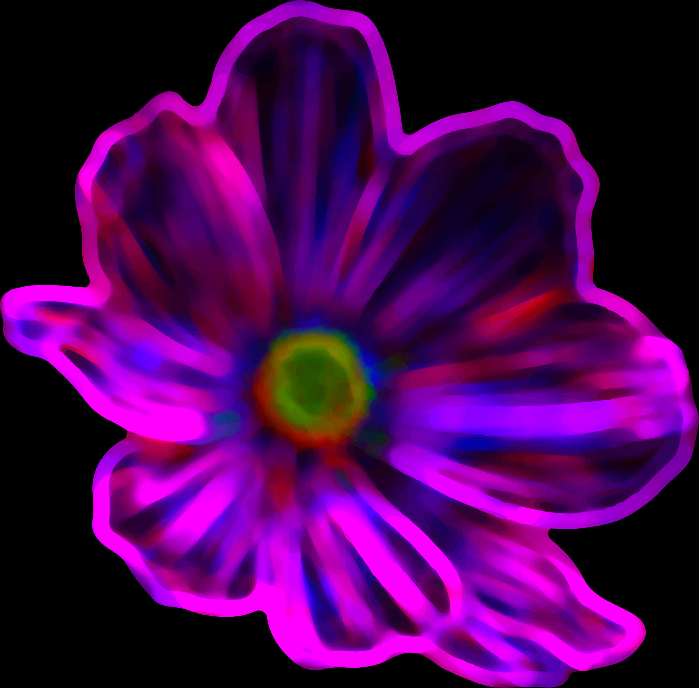 Vibrant Neon Blue Flower Art PNG image