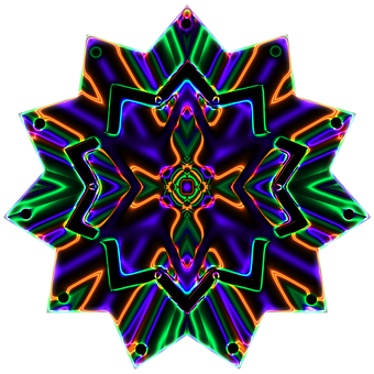 Vibrant Neon Star Pattern PNG image