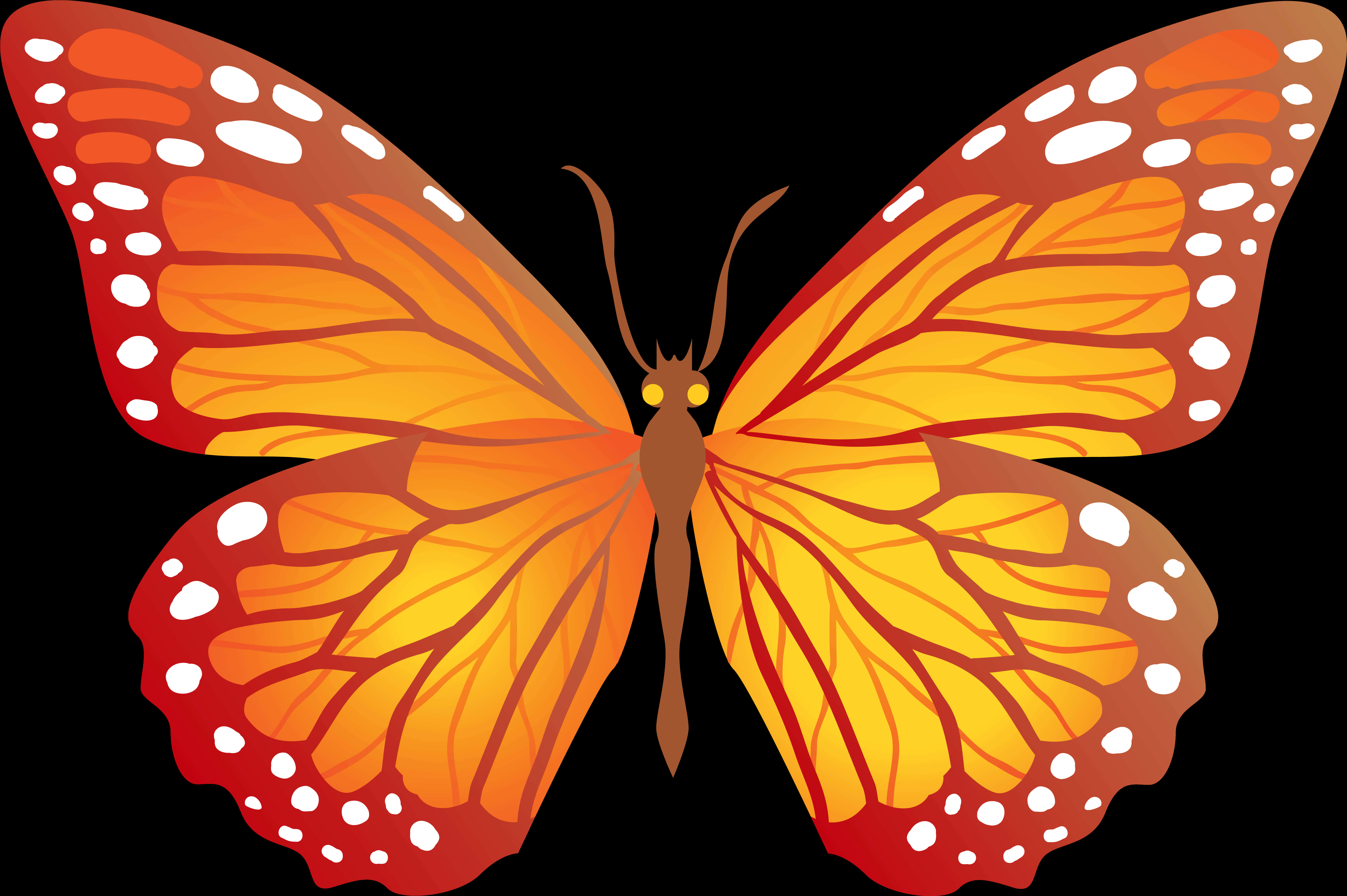 Vibrant_ Orange_ Butterfly_ Vector PNG image