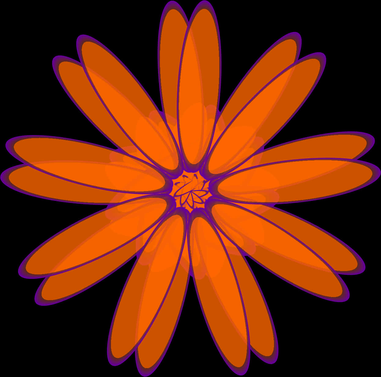 Vibrant Orange Daisy Illustration PNG image