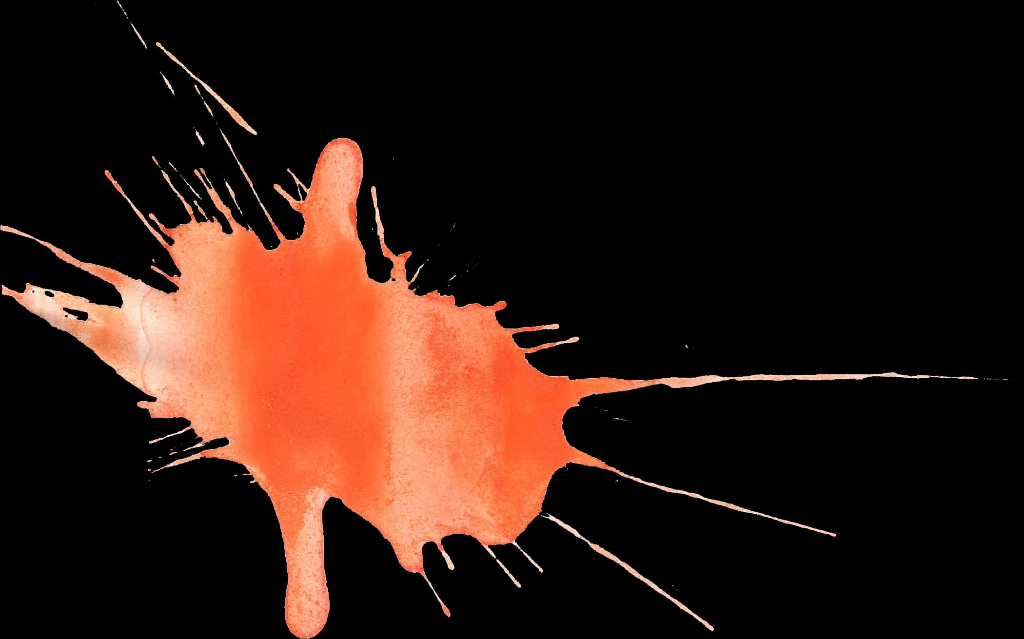 Vibrant Orange Paint Splashon Black PNG image