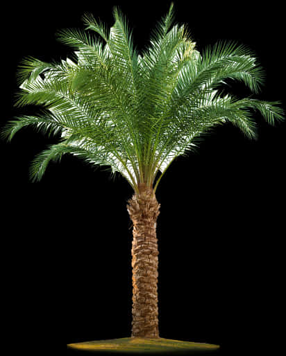 Vibrant Palm Tree Isolatedon Black PNG image