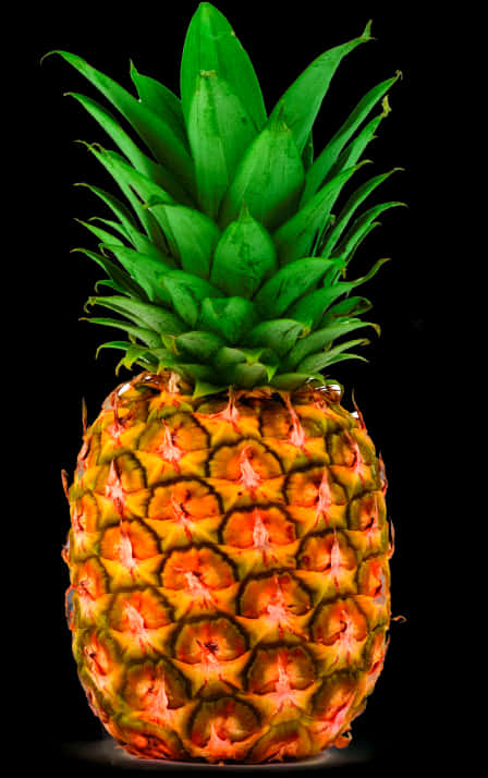 Vibrant Pineapple Black Background PNG image