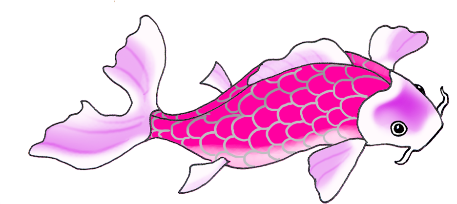 Vibrant Pink Koi Fish Illustration PNG image
