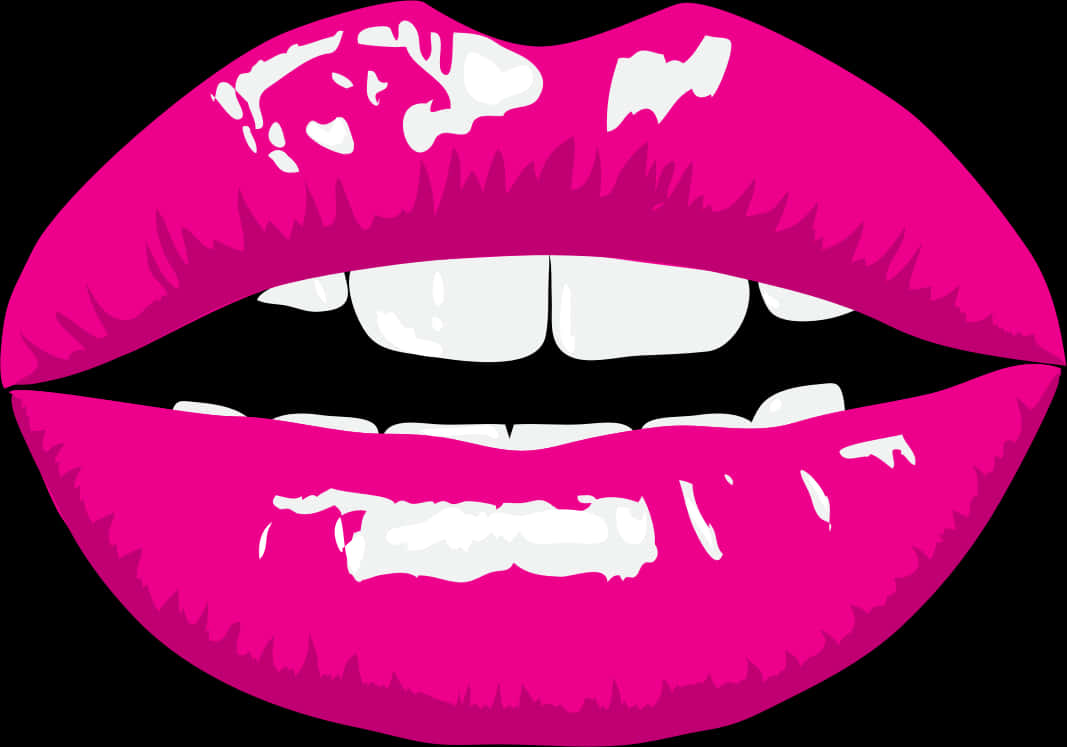Vibrant Pink Lips Vector PNG image