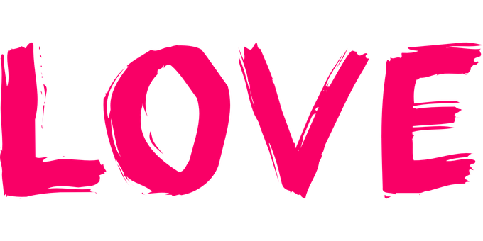 Vibrant Pink Love Text PNG image