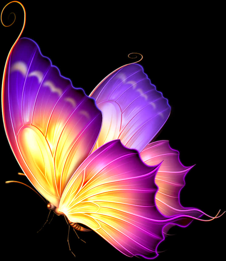 Vibrant_ Pink_ Purple_ Butterfly_ Art PNG image