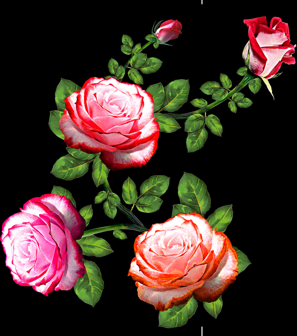 Vibrant_ Pink_ Roses_ Artwork PNG image