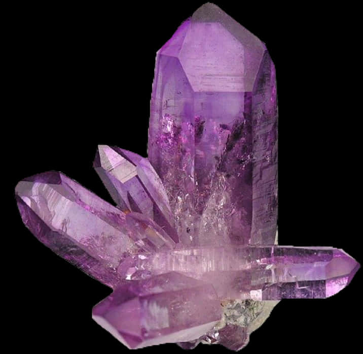 Vibrant Purple Amethyst Crystal Cluster PNG image
