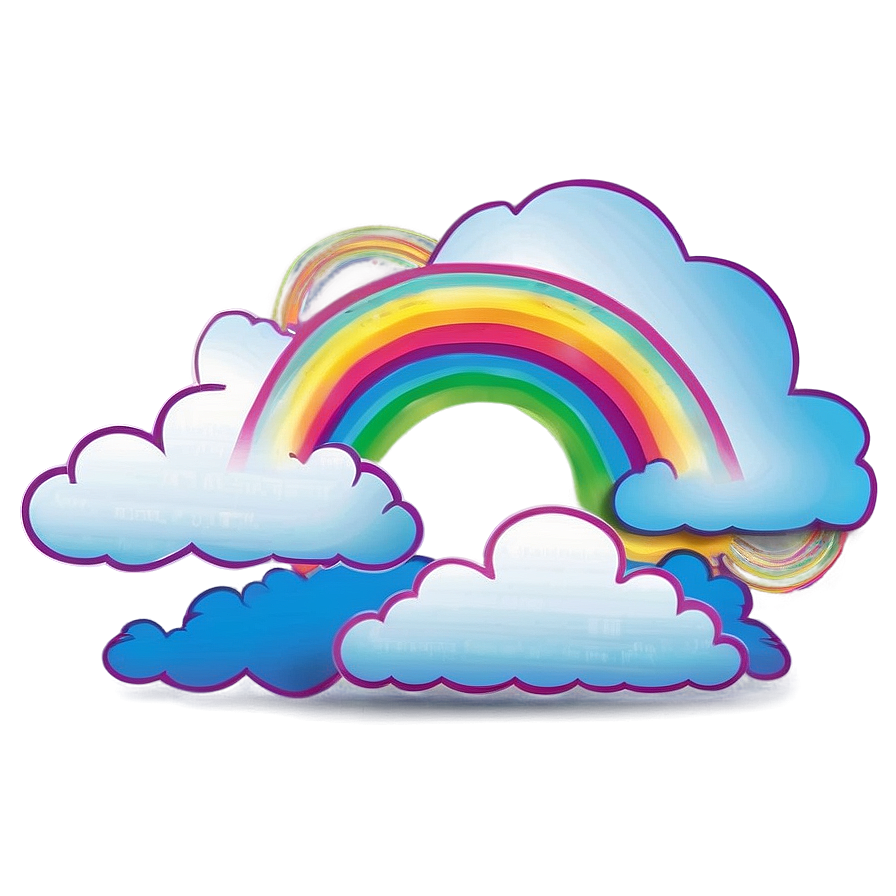 Vibrant Rainbow With Clouds Illustration Png 48 PNG image