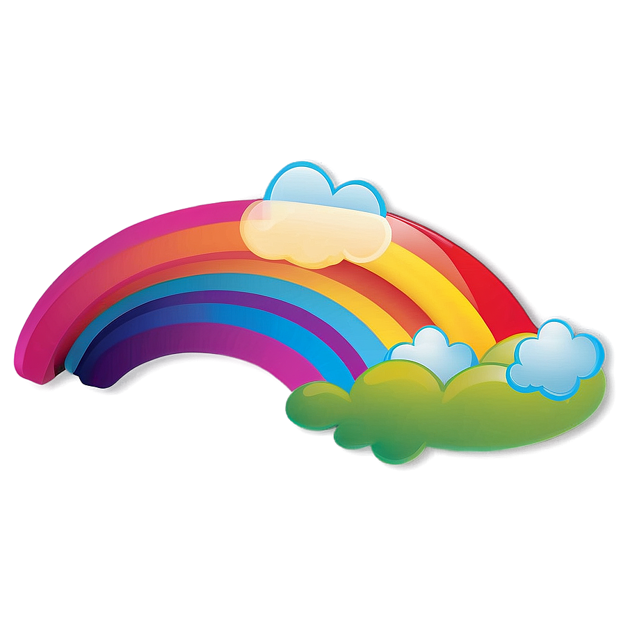 Vibrant Rainbow With Clouds Illustration Png Xnf PNG image