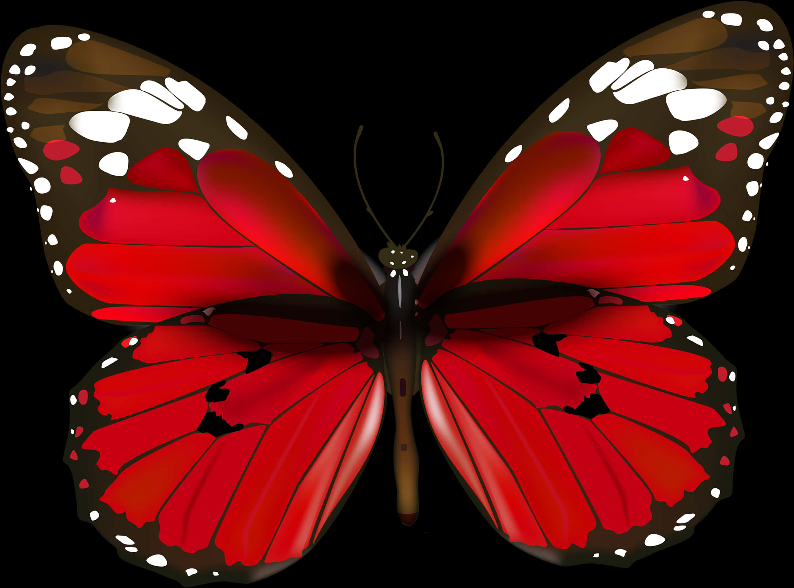 Vibrant_ Red_ Butterfly_ Illustration PNG image