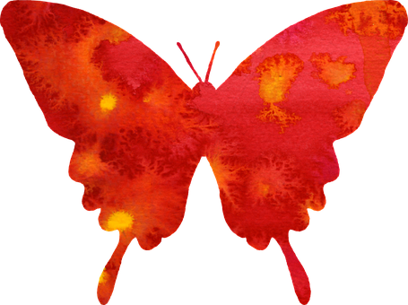 Vibrant Red Butterfly Silhouette PNG image