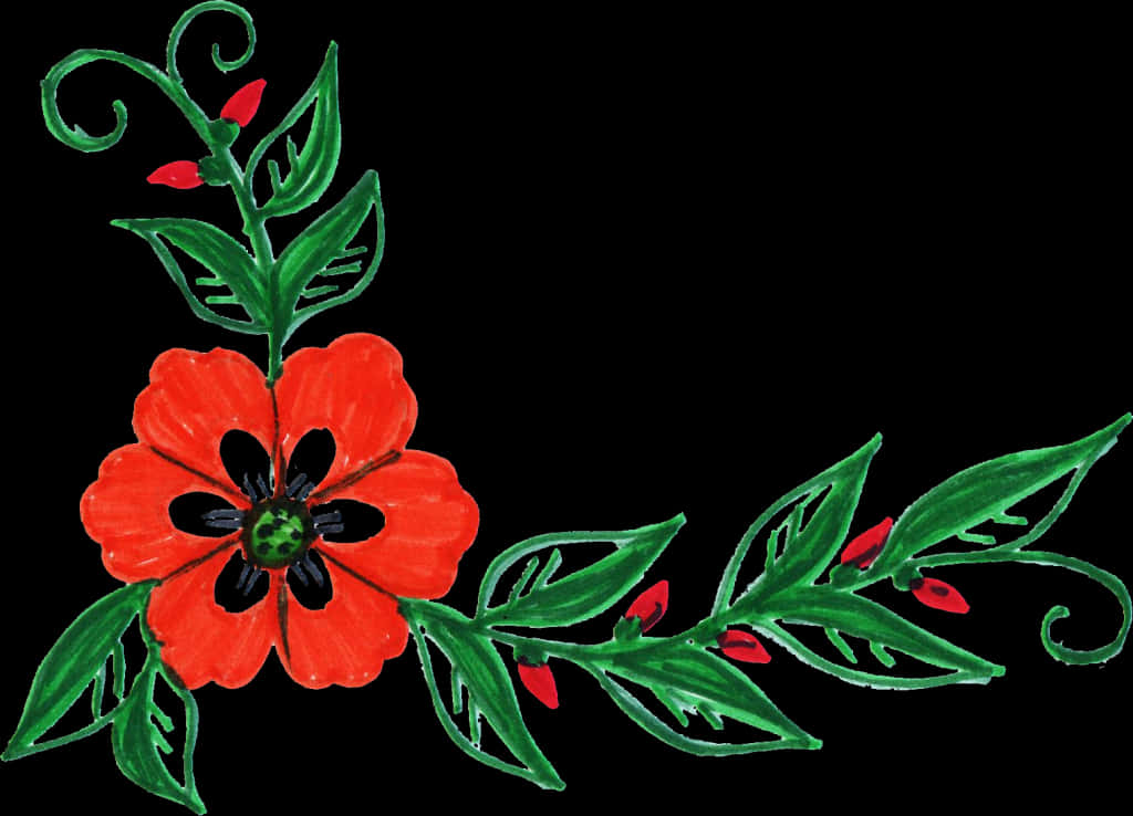 Vibrant_ Red_ Flower_ Artwork PNG image