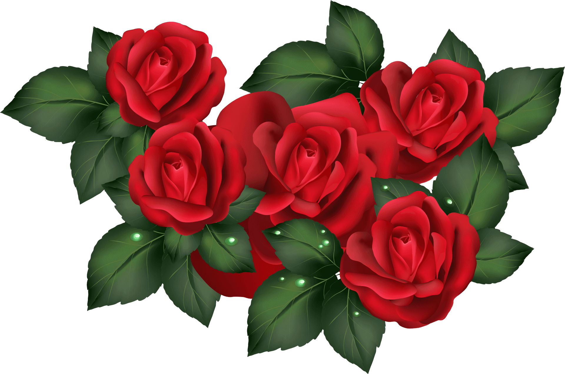 Vibrant Red Roses Cluster.png PNG image