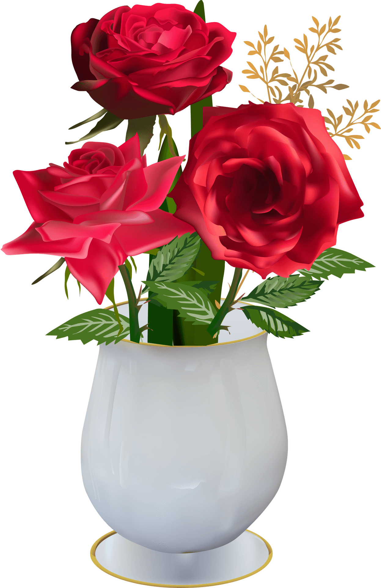 Vibrant Red Rosesin Vase PNG image