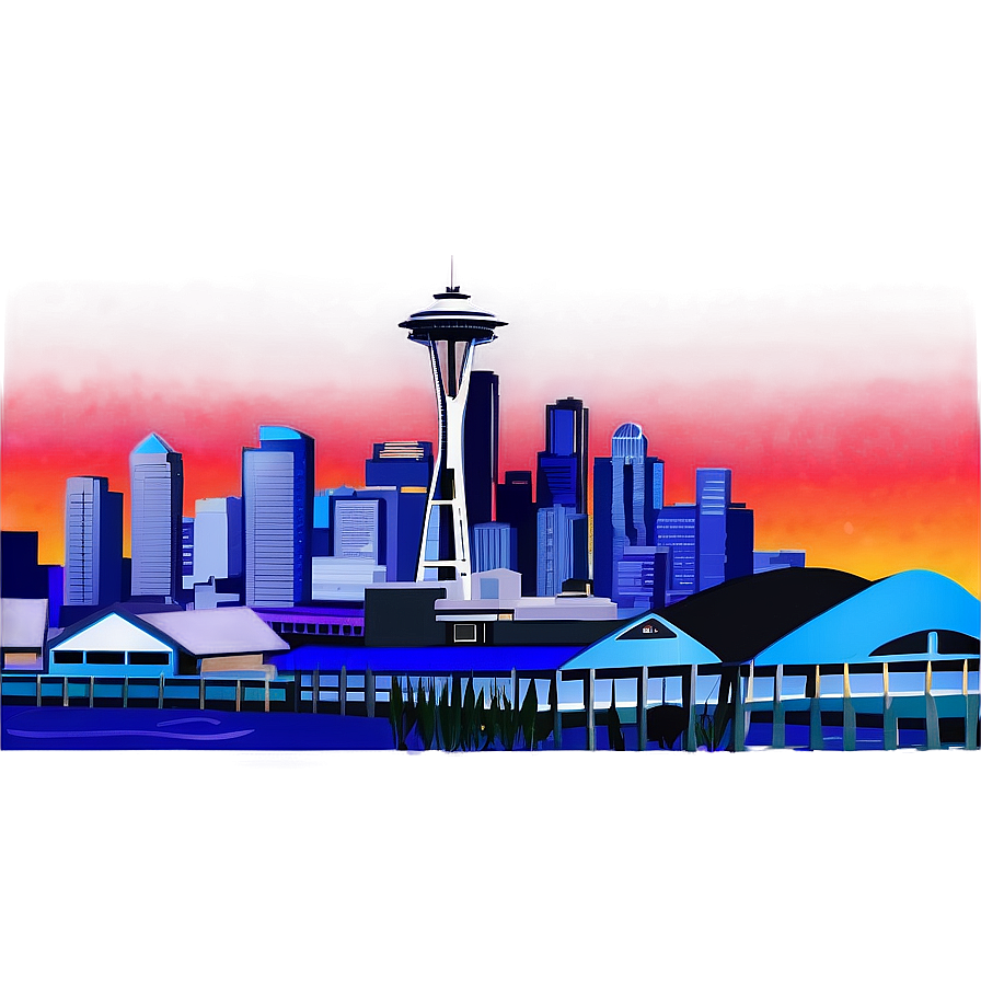 Vibrant Seattle Skyline Png 60 PNG image