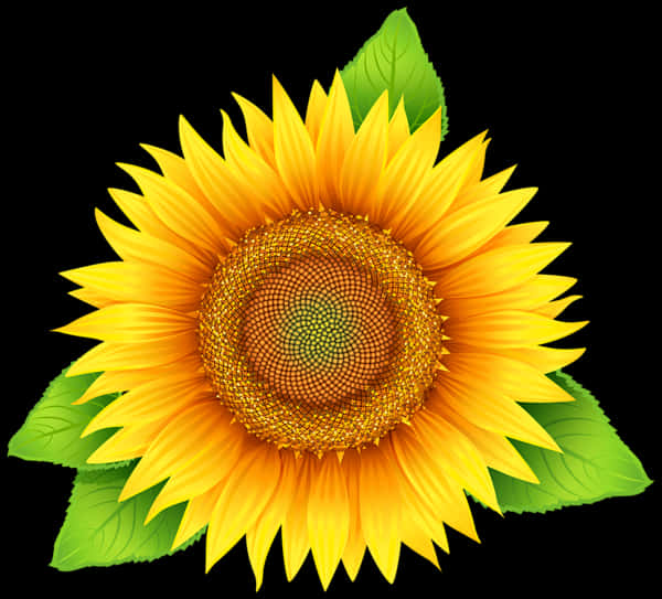 Vibrant Sunflower Black Background PNG image