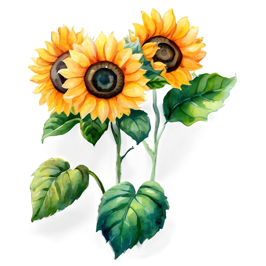 Vibrant Sunflower Watercolor Graphic Png 06272024 PNG image