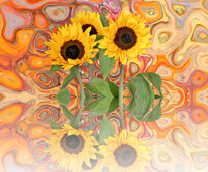 Vibrant_ Sunflowers_ Against_ Swirling_ Background.jpg PNG image