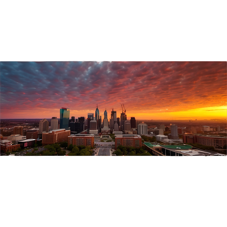 Vibrant Sunset Over Philadelphia Skyline Png 06252024 PNG image