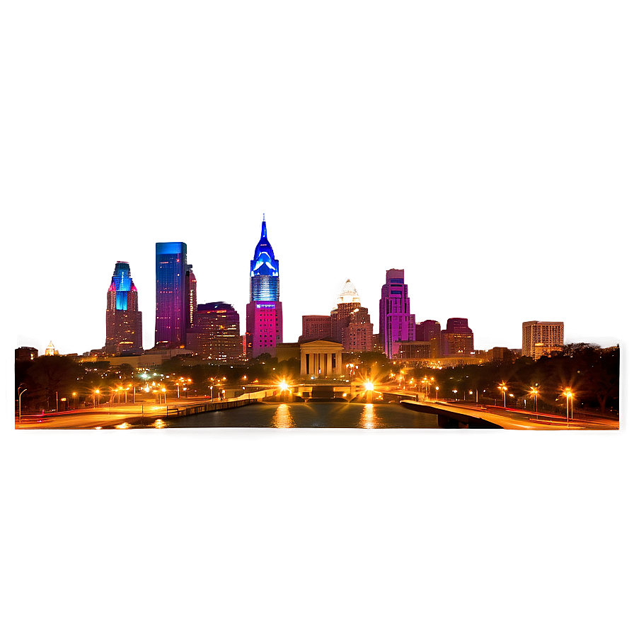 Vibrant Sunset Over Philadelphia Skyline Png 06252024 PNG image