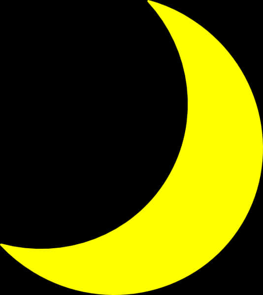 Vibrant Yellow Crescent Moon PNG image