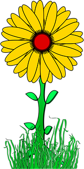 Vibrant Yellow Daisy Illustration PNG image