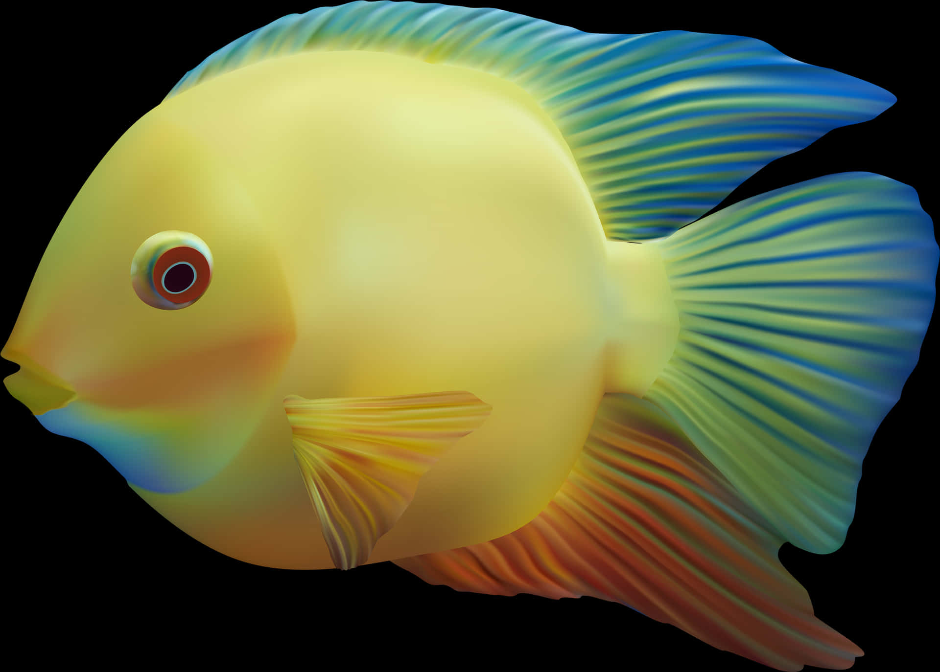 Vibrant Yellow Tropical Fish PNG image